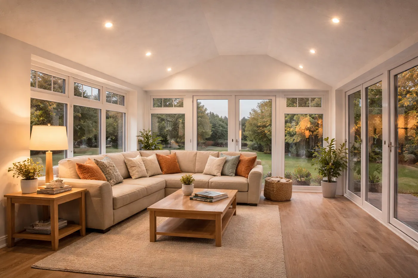 Bright finished conservatory with an insulated plastered ceiling